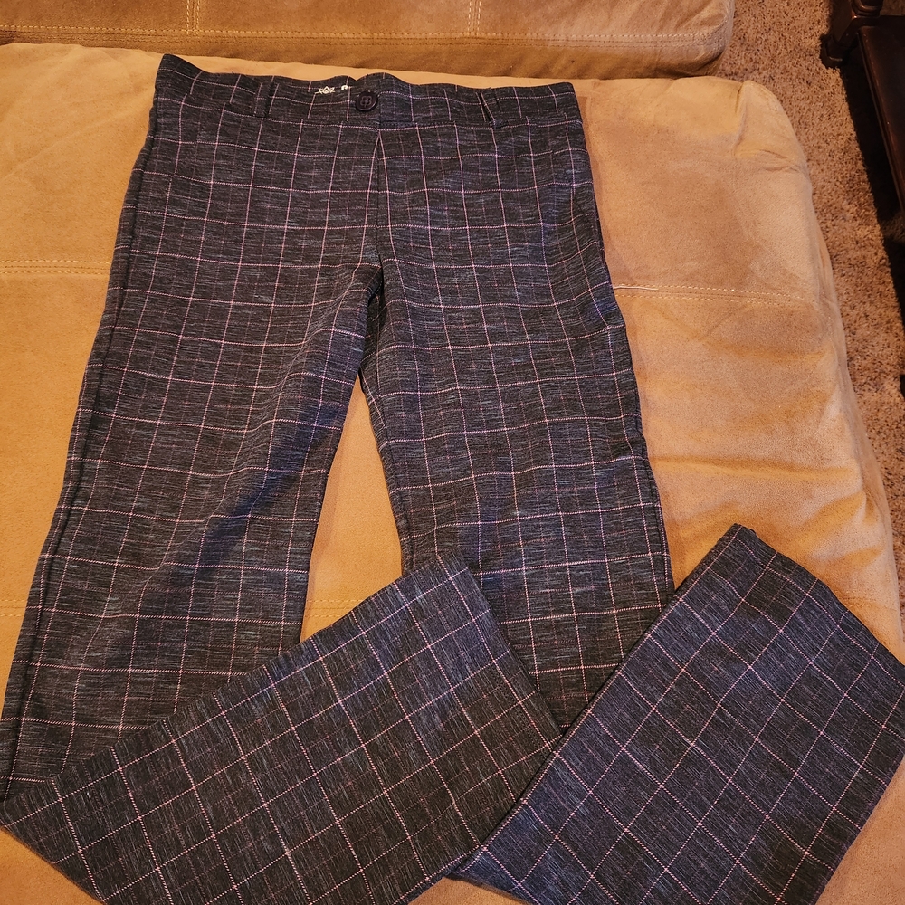 Betabrand Men's Dark Gray Plaid Pants